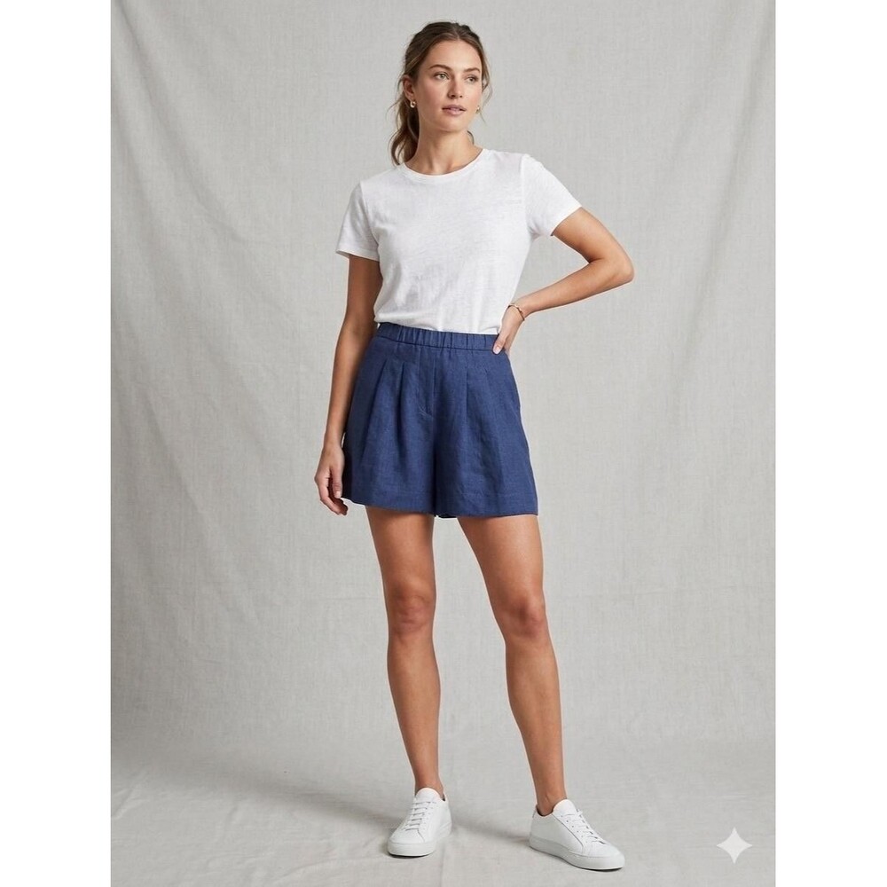 Banana Republic Skorts Womens S‎ Blue Linen Blend Chino Pull On Elastic Waist